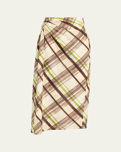 A.L.C. Jean Draped Plaid Midi Skirt