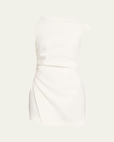 A.L.C. Leia Asymmetric One-Shoulder Linen-Blend Mini Dress