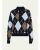 A.L.C. Lennon Argyle Wool-Cashmere Polo Sweater - 1
