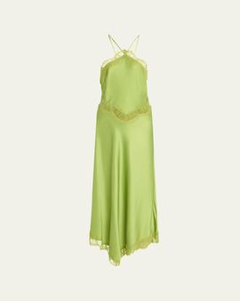 A.L.C. - Lucia Satin & Lace Midi Dress