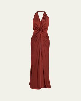 A.L.C. Mabel Twist-Front Halter Gown