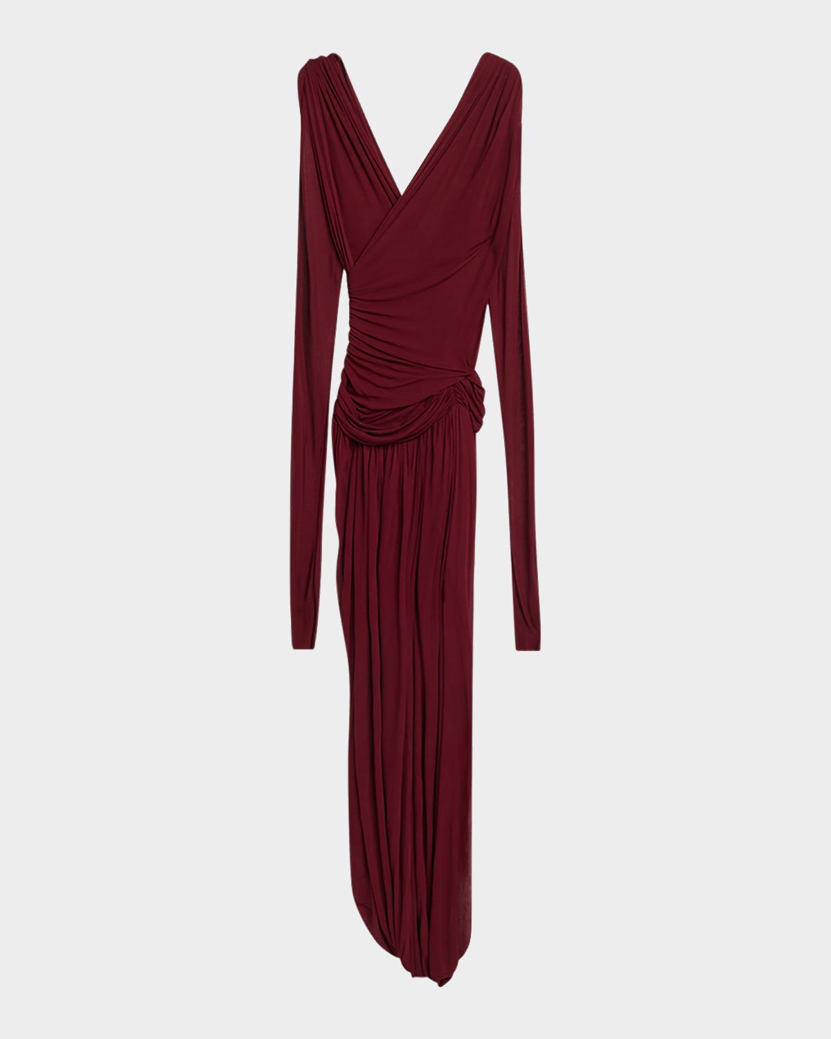 A.L.C. Mailie Long-Sleeve Draped Jersey Maxi Dress