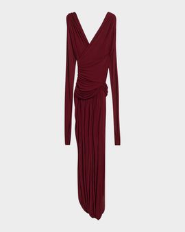 A.L.C. Mailie Long-Sleeve Draped Jersey Maxi Dress
