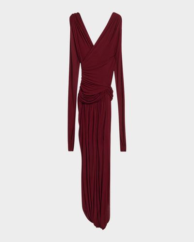 A.L.C. Mailie Long-Sleeve Draped Jersey Maxi Dress
