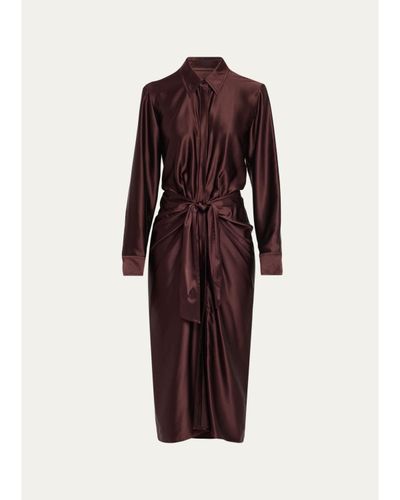 A.L.C. Mila Stretch Silk Midi Shirtdress