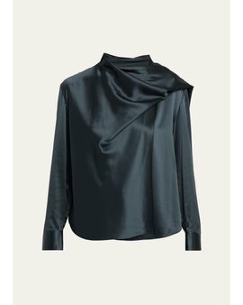A.L.C. Nadine Draped Silk Scarf Top