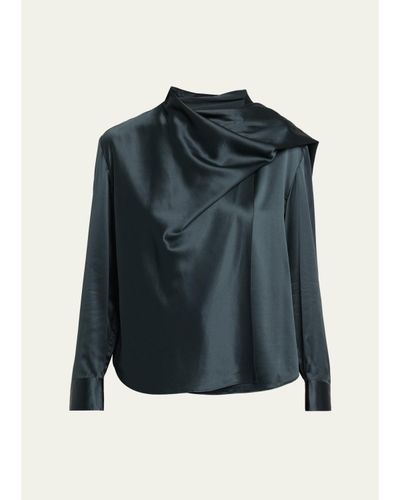 A.L.C. Nadine Draped Silk Scarf Top