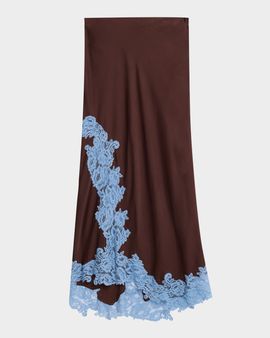 A.L.C. Olivia Crepe and Lace Midi Skirt