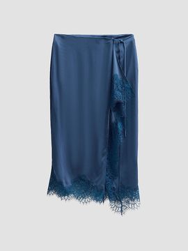 A.L.C. Women's Bree Satin Lace-Trimmed Midi Skirt