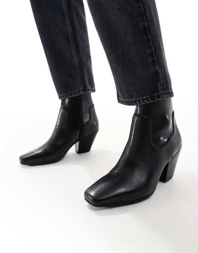 ALDO ALDO Adwaodith sock low heeled ankle boots in black leather