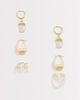 ALDO ALDO cleargllo 3 pack drop earrings in gold and clear acetate - 1
