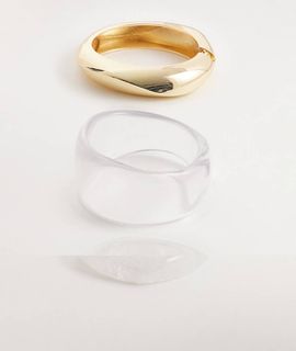 ALDO ALDO coastline layering bangles in clear, bone effect and gold tone-Multi