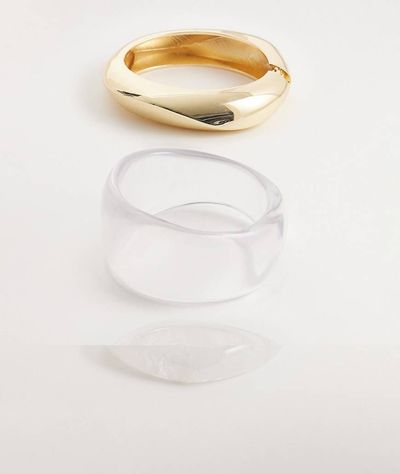 ALDO ALDO coastline layering bangles in clear, bone effect and gold tone-Multi