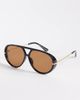 ALDO ALDO eliiana oval aviator sunglasses with brown lenses in black - 1