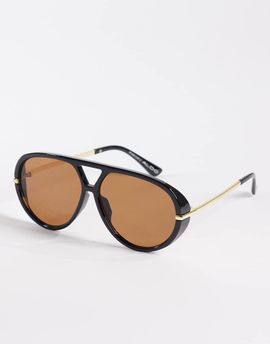 ALDO ALDO eliiana oval aviator sunglasses with brown lenses in black