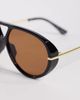 ALDO ALDO eliiana oval aviator sunglasses with brown lenses in black - 2