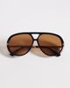 ALDO ALDO eliiana oval aviator sunglasses with brown lenses in black - 3