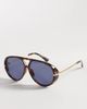 ALDO ALDO eliiana oval aviator sunglasses with tinted lenses in tort brown - 1