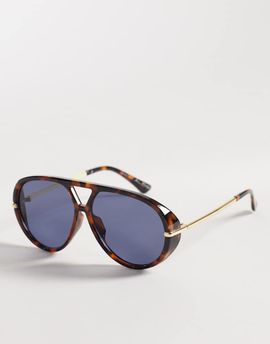 ALDO ALDO eliiana oval aviator sunglasses with tinted lenses in tort brown