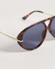 ALDO ALDO eliiana oval aviator sunglasses with tinted lenses in tort brown - 2