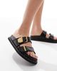 ALDO ALDO Elyna double buckle footbed sandals in black leather - 1
