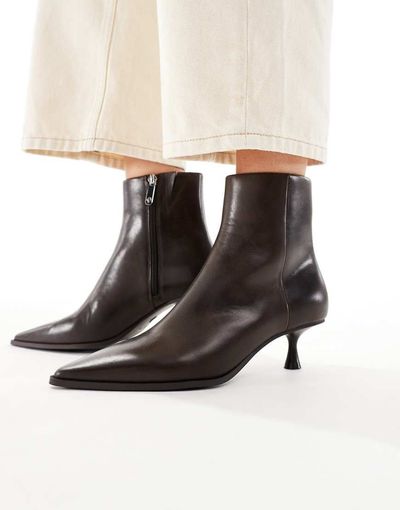 ALDO ALDO Emmalie kitten heel ankle boots in brown leather