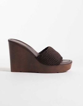 ALDO ALDO Grounded crochet wedge heeled sandals in dark brown