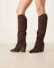 ALDO ALDO Kaely western detail knee high boots in suede chocolate-Black - 1