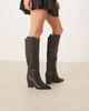 ALDO ALDO Kaely Wide Leg western detail knee high boots in leather black-Brown - 1
