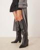 ALDO ALDO Kaely Wide Leg western detail knee high boots in leather black-Brown - 4