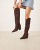 ALDO ALDO Kaely Wide Leg western detail knee high boots in suede chocolate-Brown - 1
