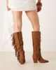 ALDO ALDO Kaelya tassel detail western knee boots in suede tan-Brown - 2