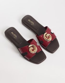 ALDO Aldo Khali flat sandals with embellishment in burgundy-Red