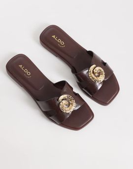 ALDO Aldo Khali flat sandals with embellishment in dark brown