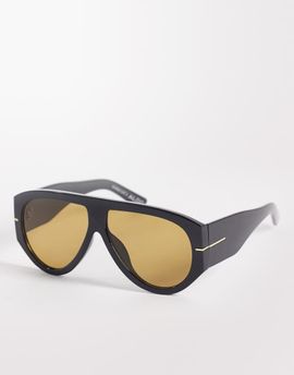 ALDO ALDO Kristiianaa chunky aviator sunglasses with gold lens in black-Brown