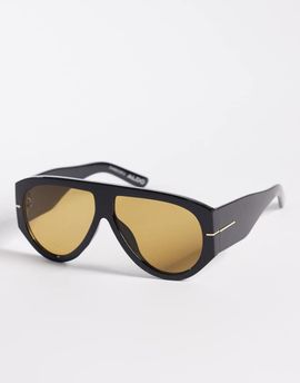 ALDO ALDO kristinaa chunky aviator sunglasses with yellow lenses in black