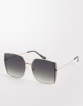 ALDO ALDO leilah oversized rimless sunglasses with green lenses in gold