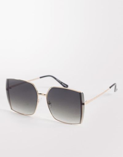 ALDO ALDO leilah oversized rimless sunglasses with green lenses in gold