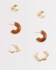 ALDO ALDO orphelina 3 pack statement earrings in gold and brown acetate - 1
