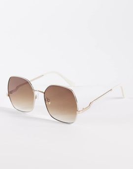 ALDO ALDO raquelle oversized metal frame sunglasses with brown lenses in gold tone