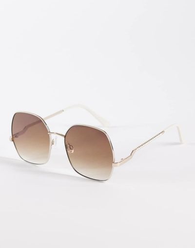 ALDO ALDO raquelle oversized metal frame sunglasses with brown lenses in gold tone