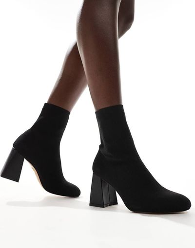 ALDO ALDO Rowallan mid heel ankle boots in black knit