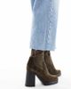 ALDO ALDO Seraphica block heel high ankle sock boots in brown leather - 2