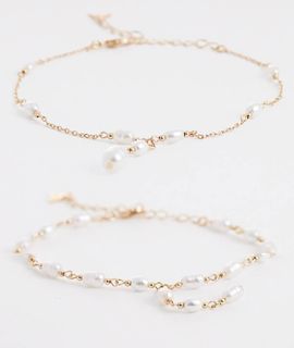 ALDO ALDO soffya layered anklet in faux pearls-White