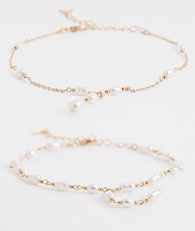 ALDO ALDO soffya layered anklet in faux pearls-White