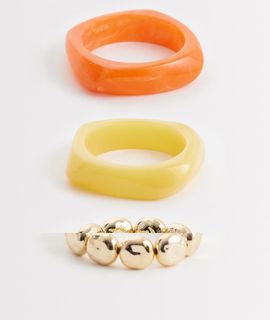 ALDO ALDO sunvibes layering bangles in orange, yellow and gold tone-Multi