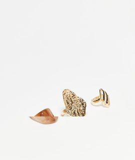 ALDO ALDO tortoise multi 3 ring set in brown and gold