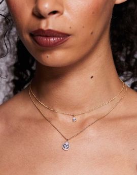 ALDO ALDO yaude clear faux gem layered necklace in gold tone