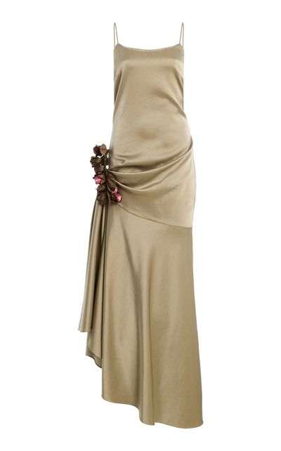 Alejandra Alonso Rojas Fall 2026 Reworks Existing Fabrics Into Gold And Bordeaux Satin