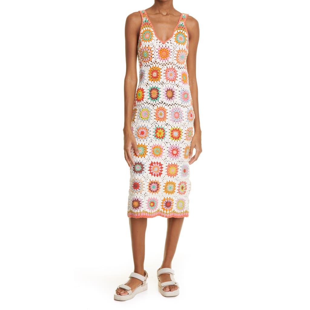 ALEMAIS Alemais Crochet V-neck Midi Dress